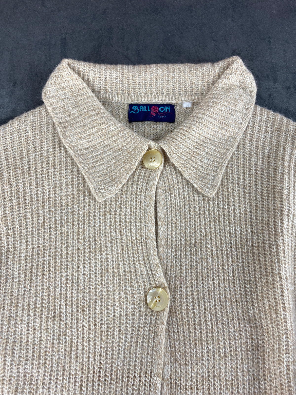 Cardigan colletto lana angora Balloon beige vintage – Donna Taglia XL