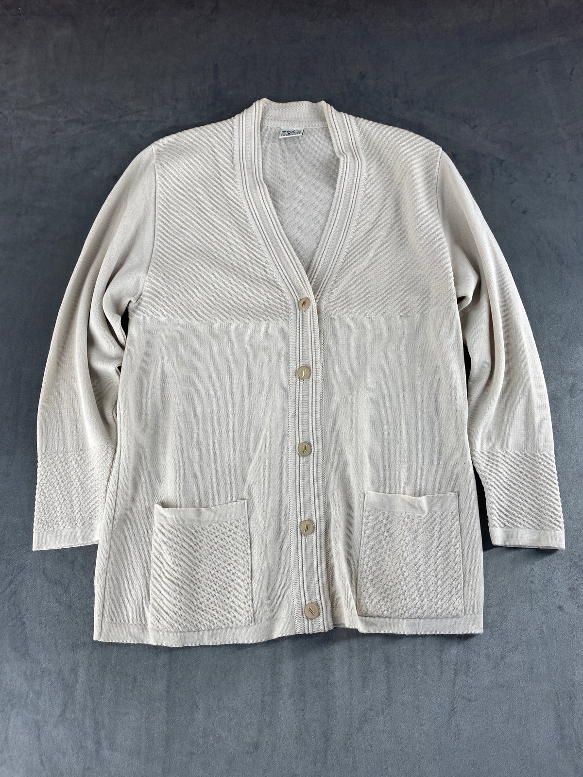Cardigan scollo a V lana Erka panna vintage – Donna Taglia M