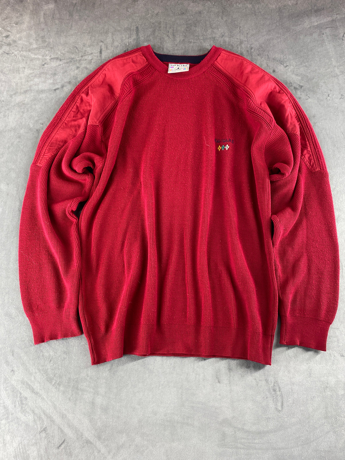 Maglione girocollo lana merino Navigare rosso vintage – Uomo Taglia 3XL