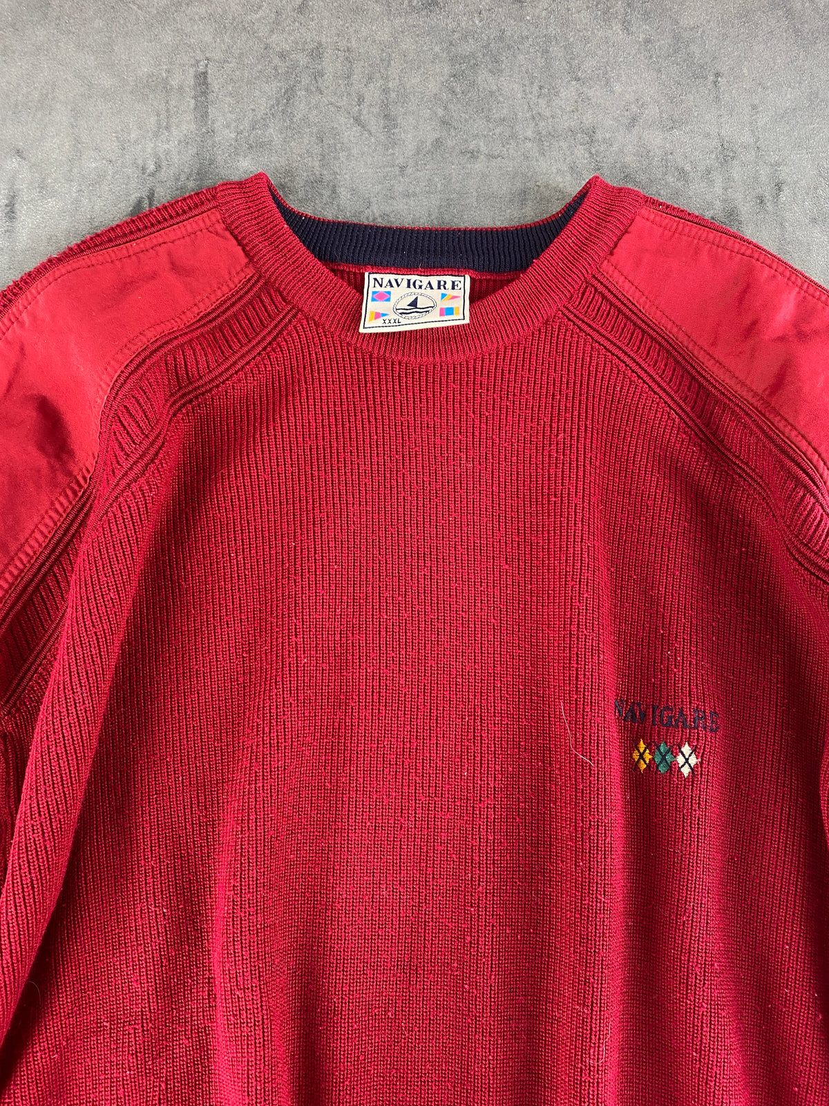 Maglione girocollo lana merino Navigare rosso vintage – Uomo Taglia 3XL