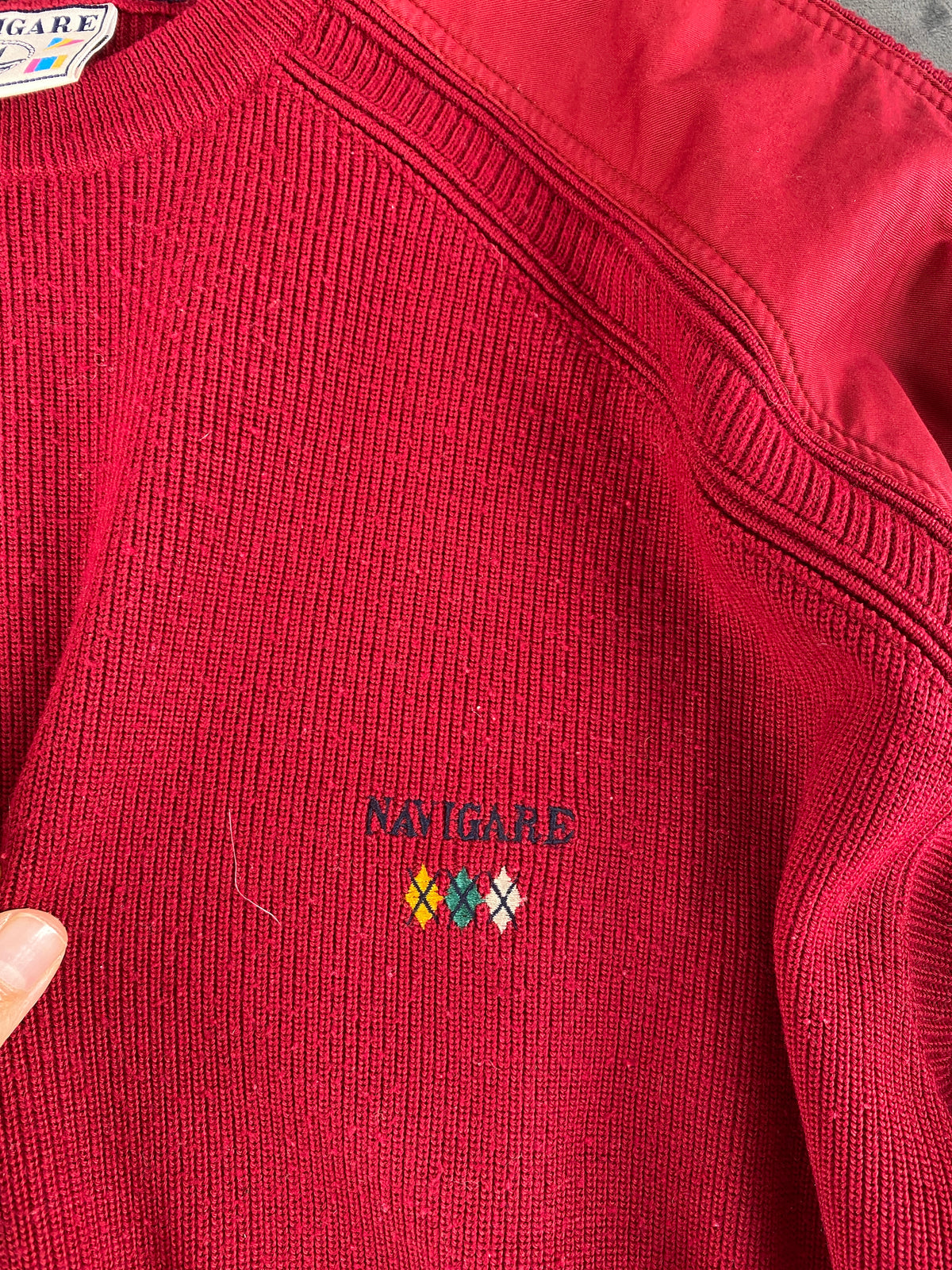 Maglione girocollo lana merino Navigare rosso vintage – Uomo Taglia 3XL