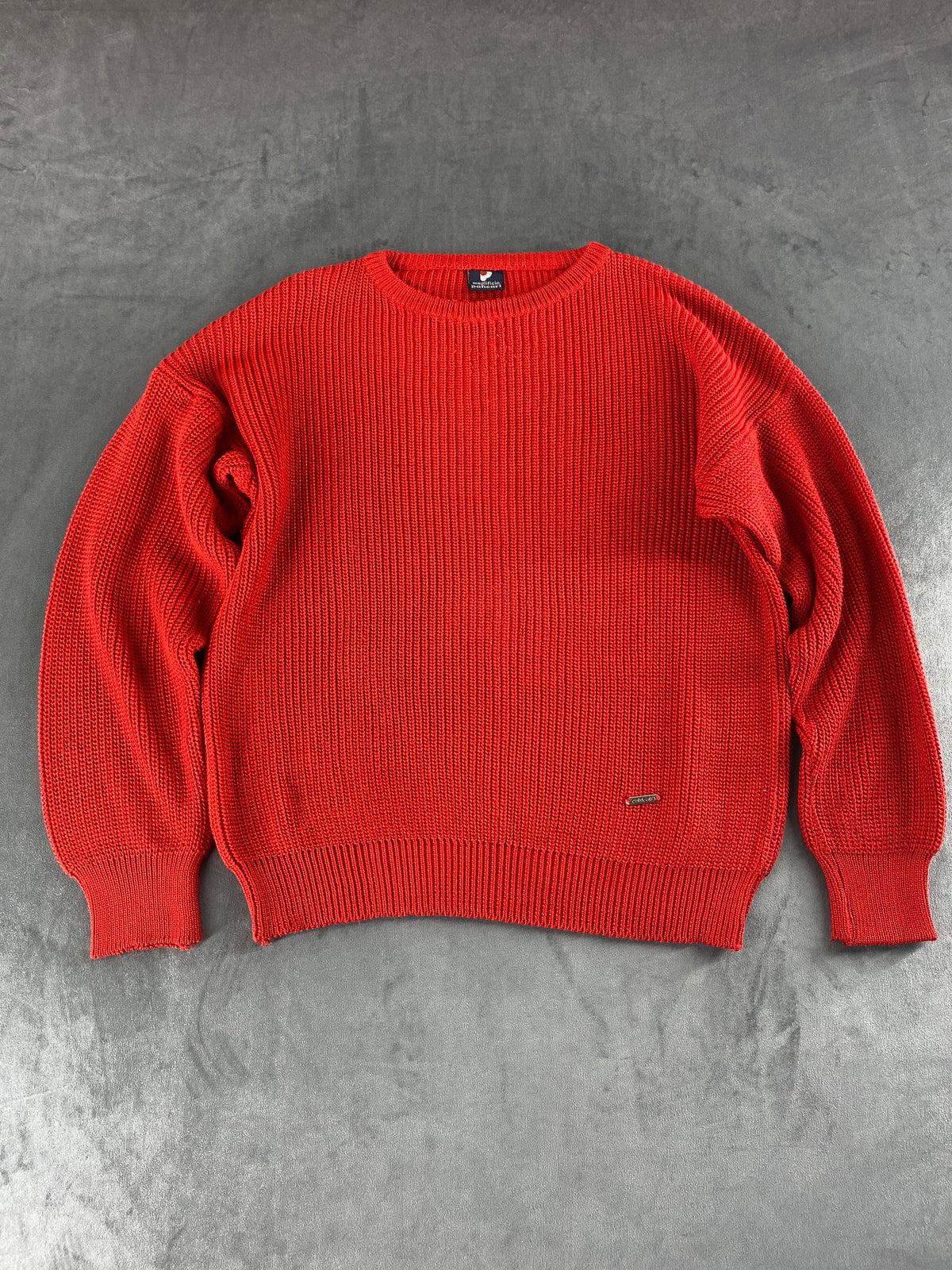 Maglione girocollo rosso a coste vintage – Donna Taglia XL