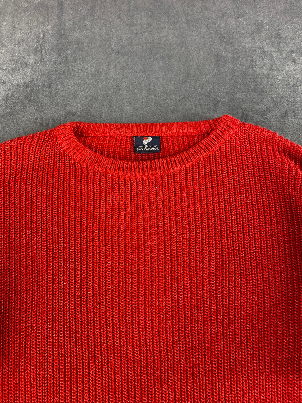 Maglione girocollo rosso a coste vintage – Donna Taglia XL