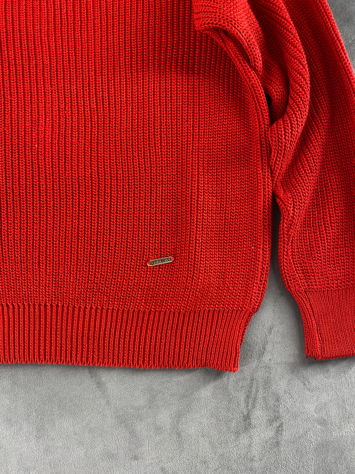 Maglione girocollo rosso a coste vintage – Donna Taglia XL