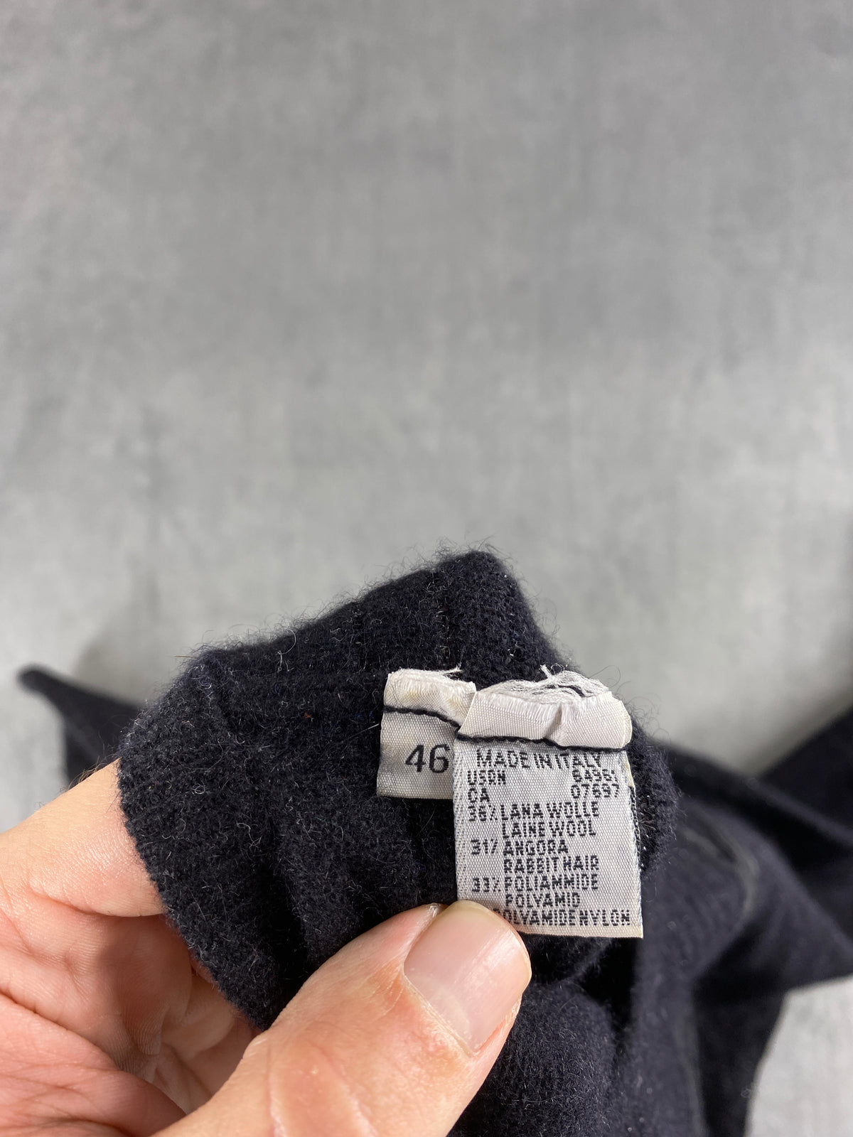 Maglione girocollo lana angora antracite ricamo vintage – Donna Taglia XL