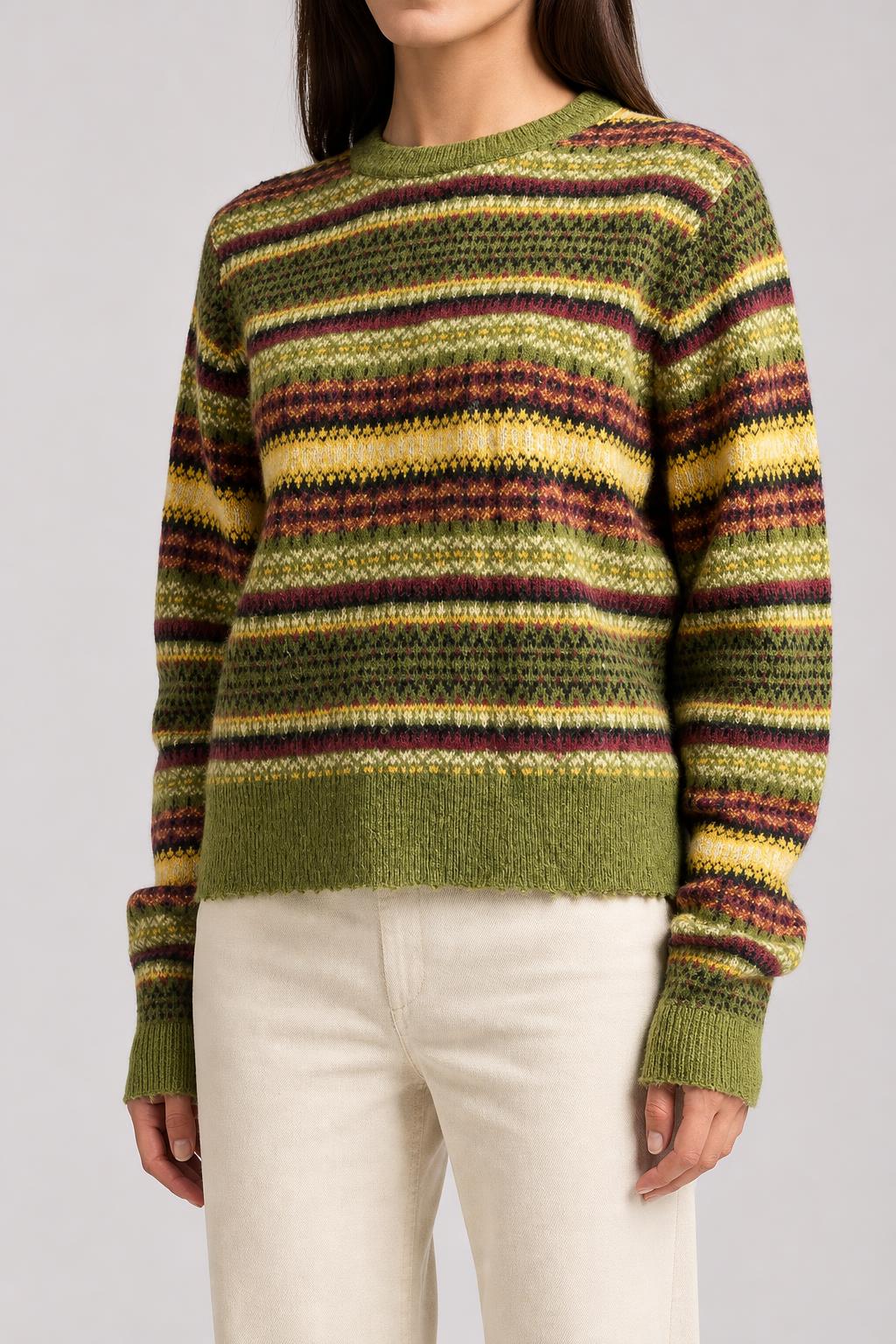 Maglione girocollo fair-isle multicolore Usha vintage – Donna Taglia XL