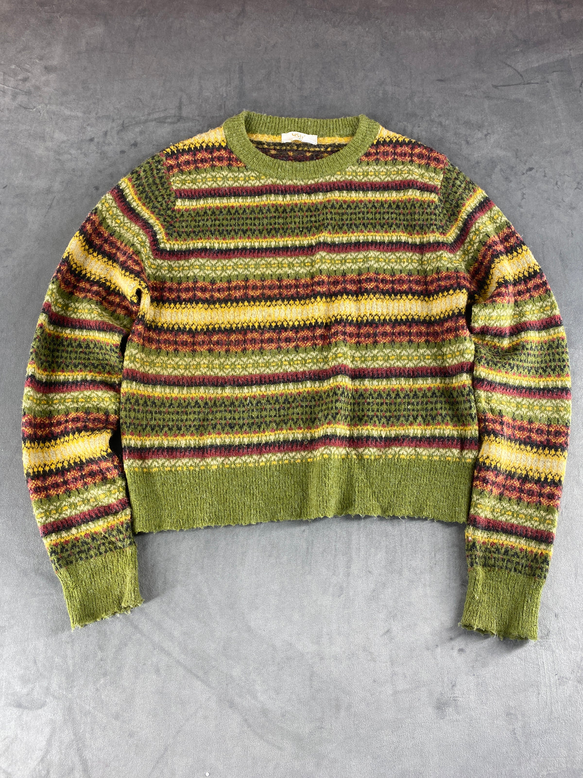 Maglione girocollo fair-isle multicolore Usha vintage – Donna Taglia XL