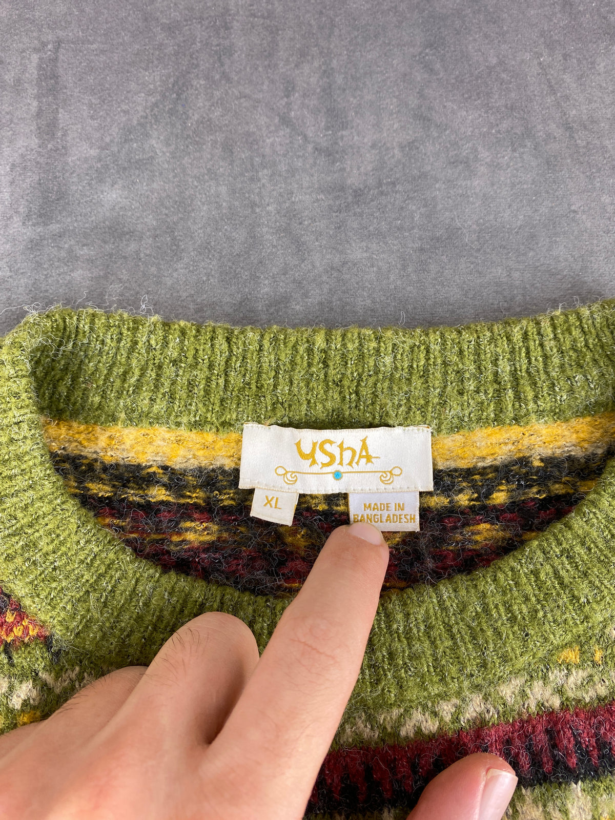 Maglione girocollo fair-isle multicolore Usha vintage – Donna Taglia XL