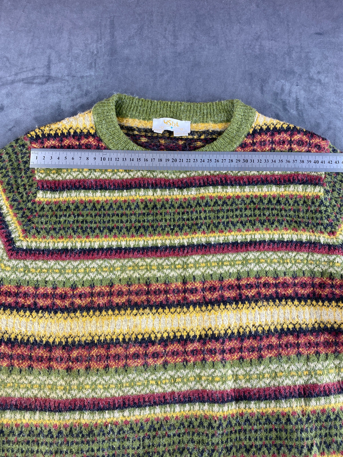 Maglione girocollo fair-isle multicolore Usha vintage – Donna Taglia XL