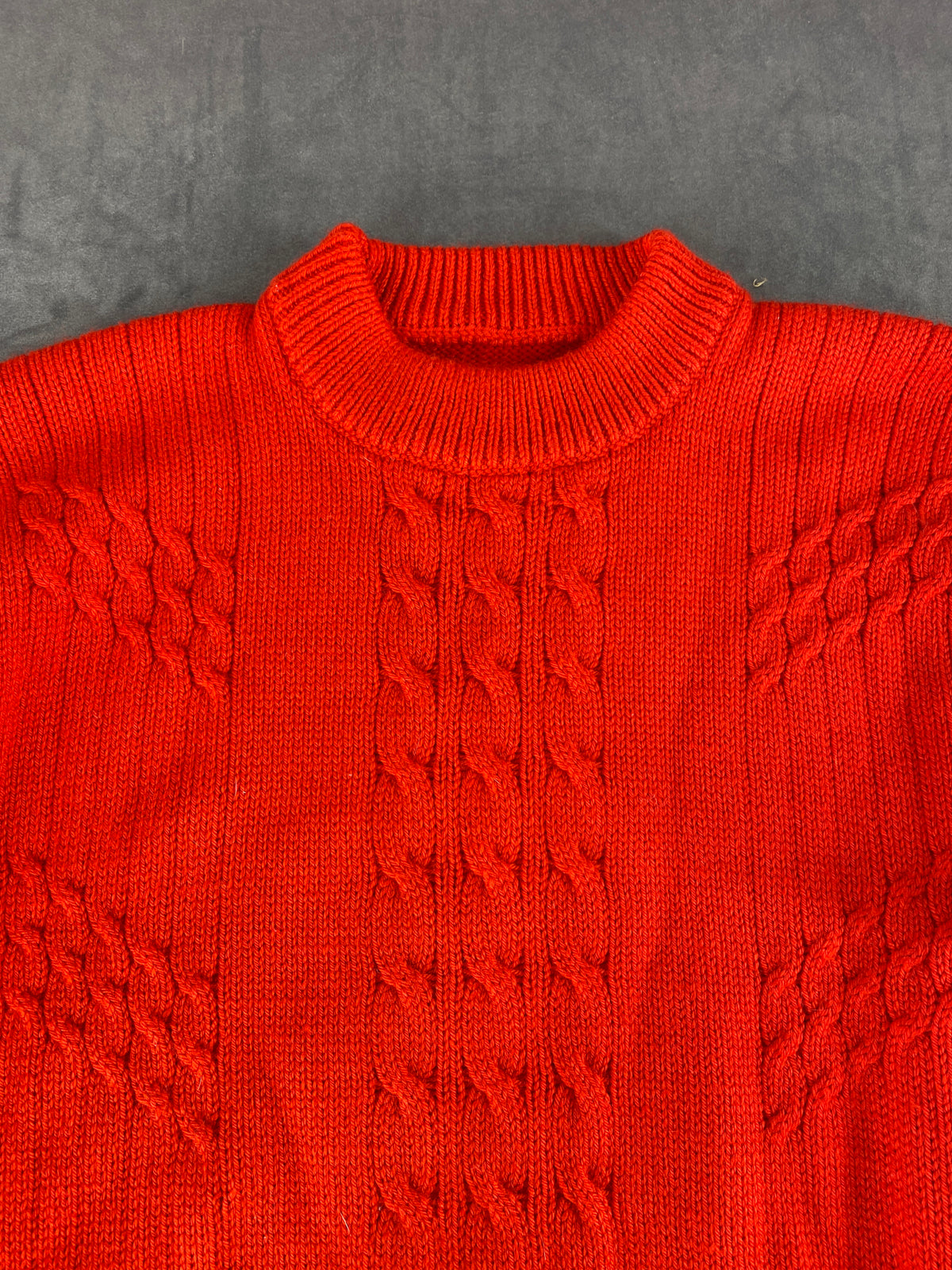 Maglione collo alto rosso trecce vintage – Donna Taglia XL