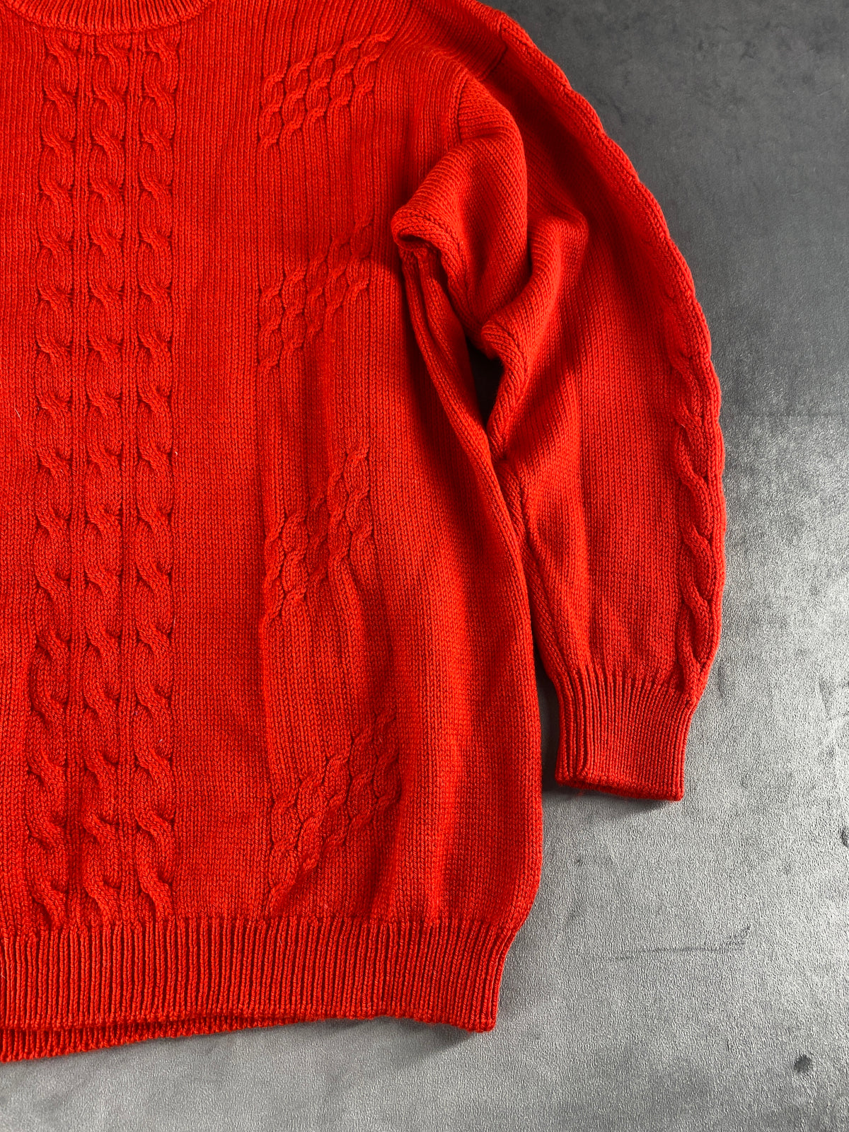 Maglione collo alto rosso trecce vintage – Donna Taglia XL