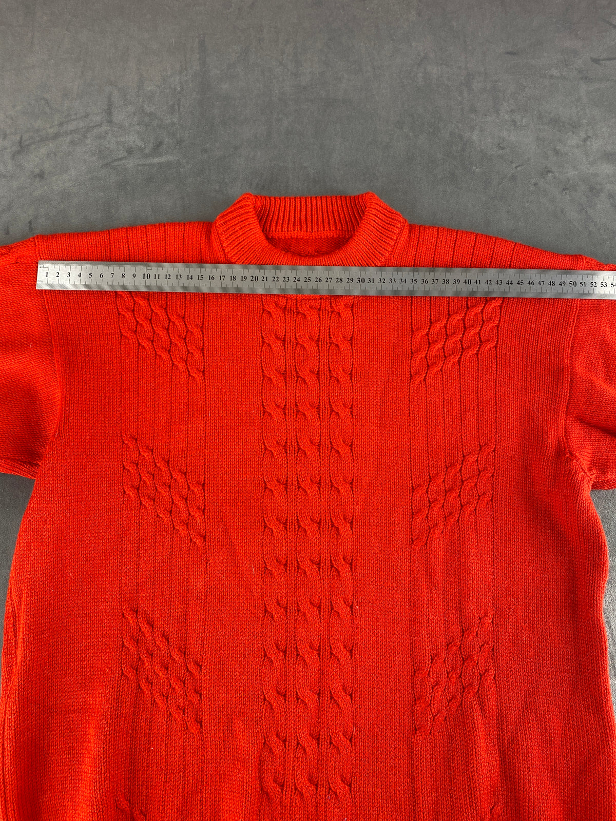 Maglione collo alto rosso trecce vintage – Donna Taglia XL