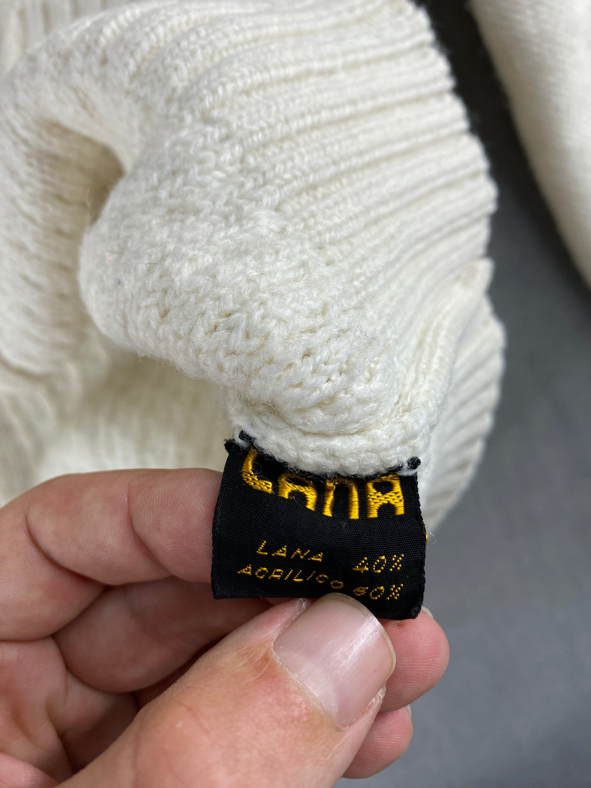 Cardigan full-zip lana panna colletto vintage – Donna Taglia XL