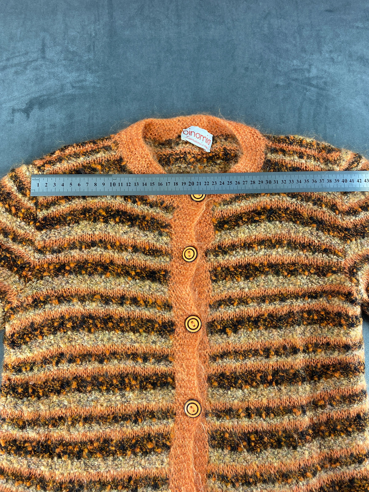 Cardigan effetto mohair arancione marrone Dinamo vintage – Donna Taglia XL