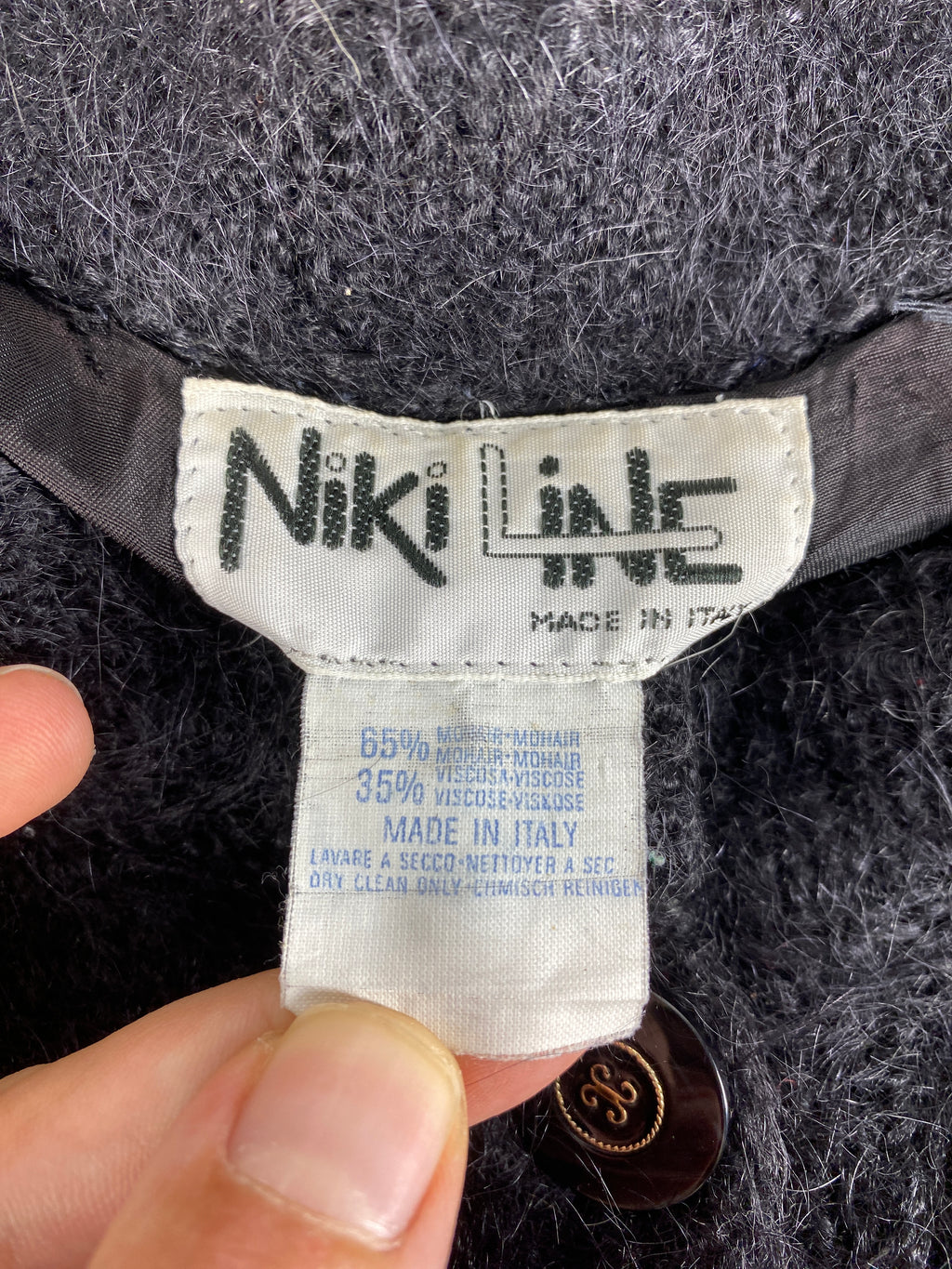 Cardigan mohair intarsio paesaggio Niki Line grigio vintage – Donna Taglia XL
