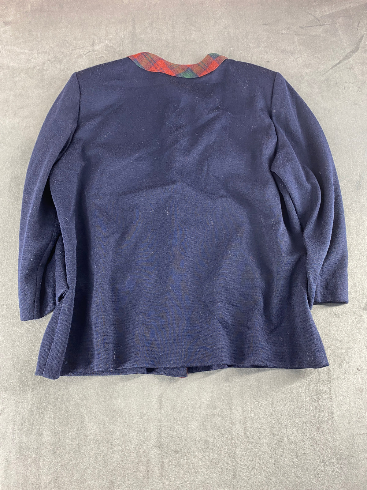 Giacca in maglia blazer navy profili tartan Carolina Pedroni vintage – Donna Taglia XL