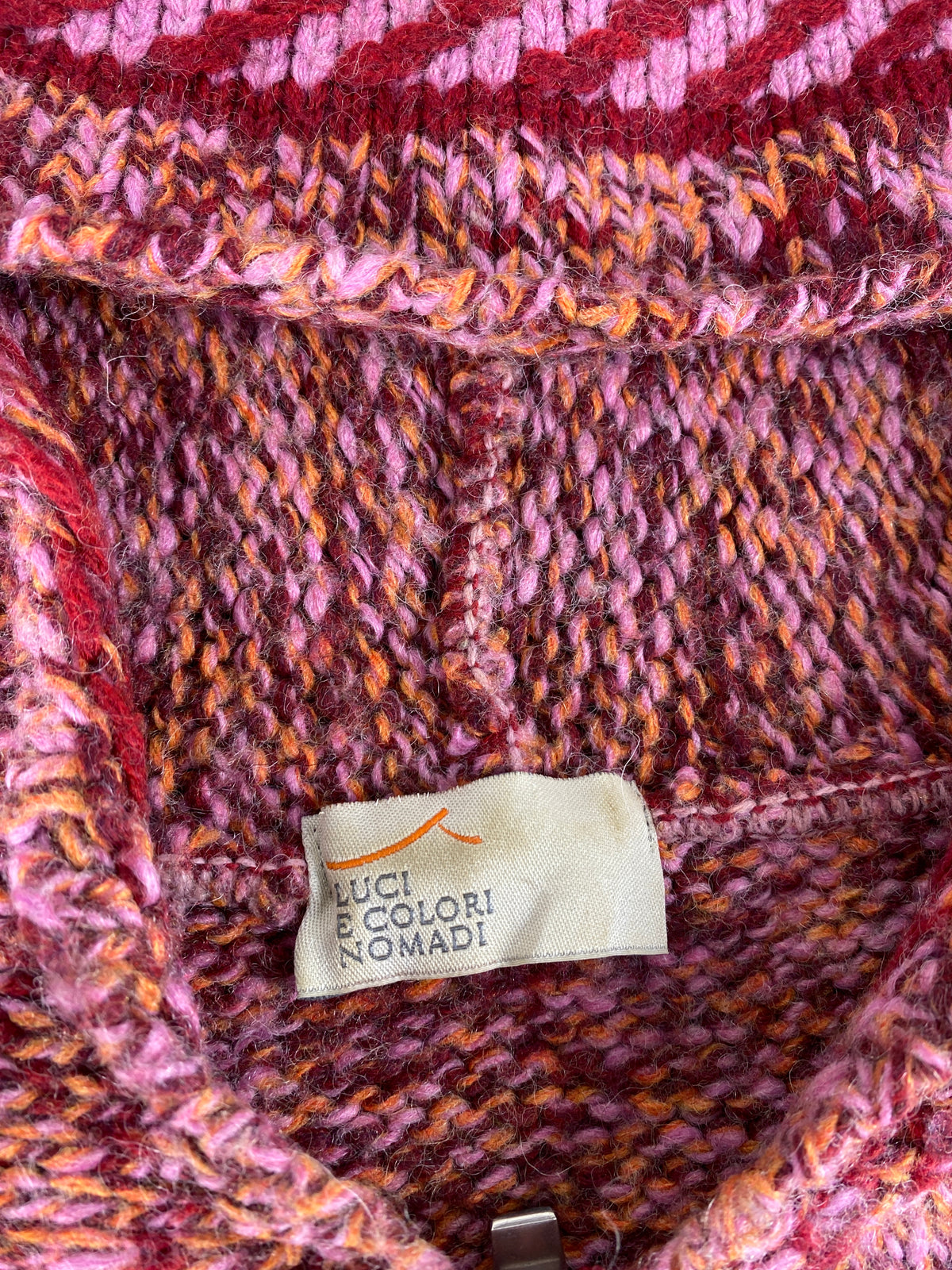 Cardigan zip cappuccio fair-isle rosa bordeaux vintage – Donna Taglia XL