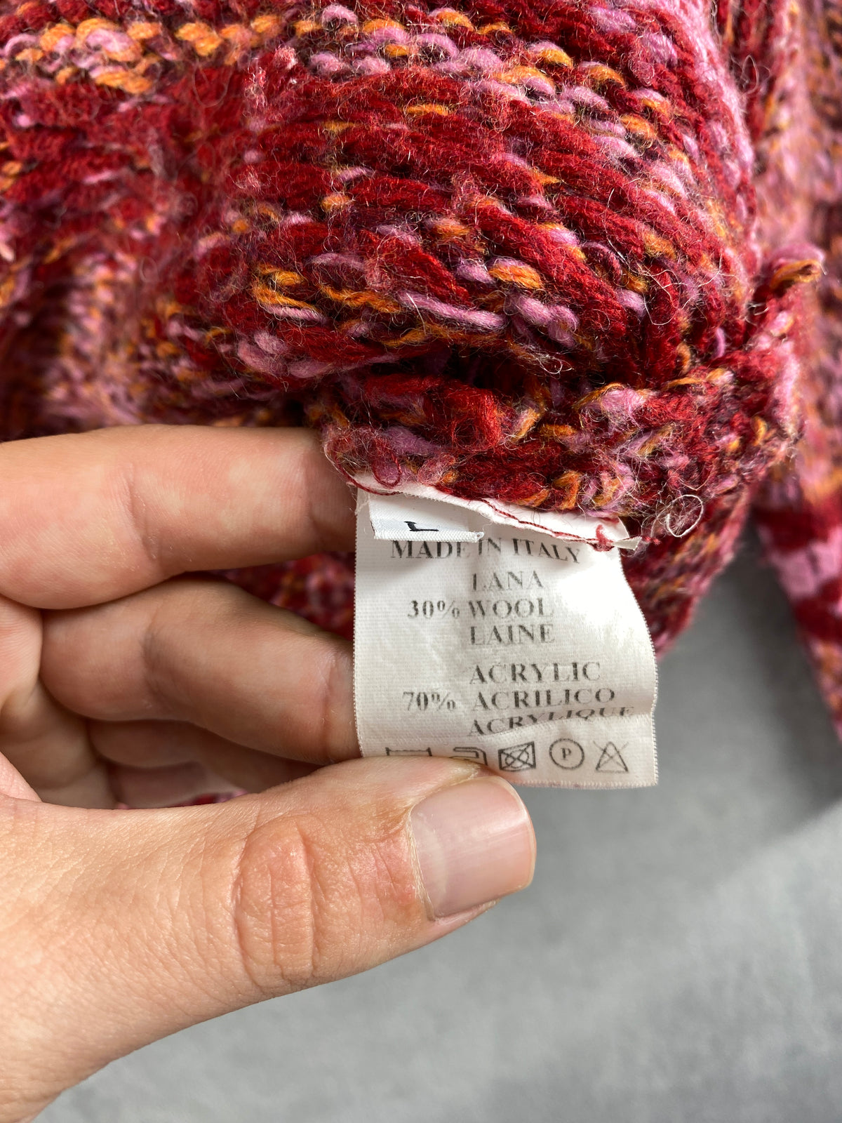 Cardigan zip cappuccio fair-isle rosa bordeaux vintage – Donna Taglia XL