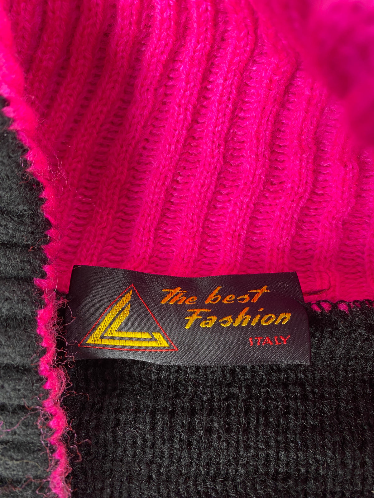 Maglione scollo a V nero righe fucsia The Best Fashion vintage – Donna Taglia XL