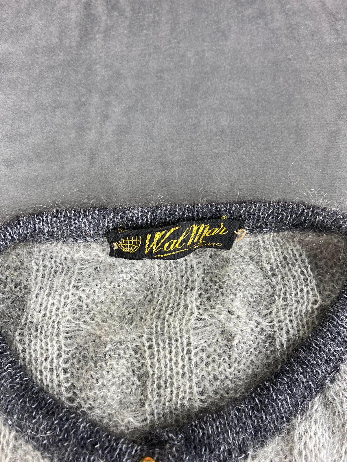 Cardigan mohair grigio trecce bottoni oro Wal Mode vintage – Donna Taglia XL