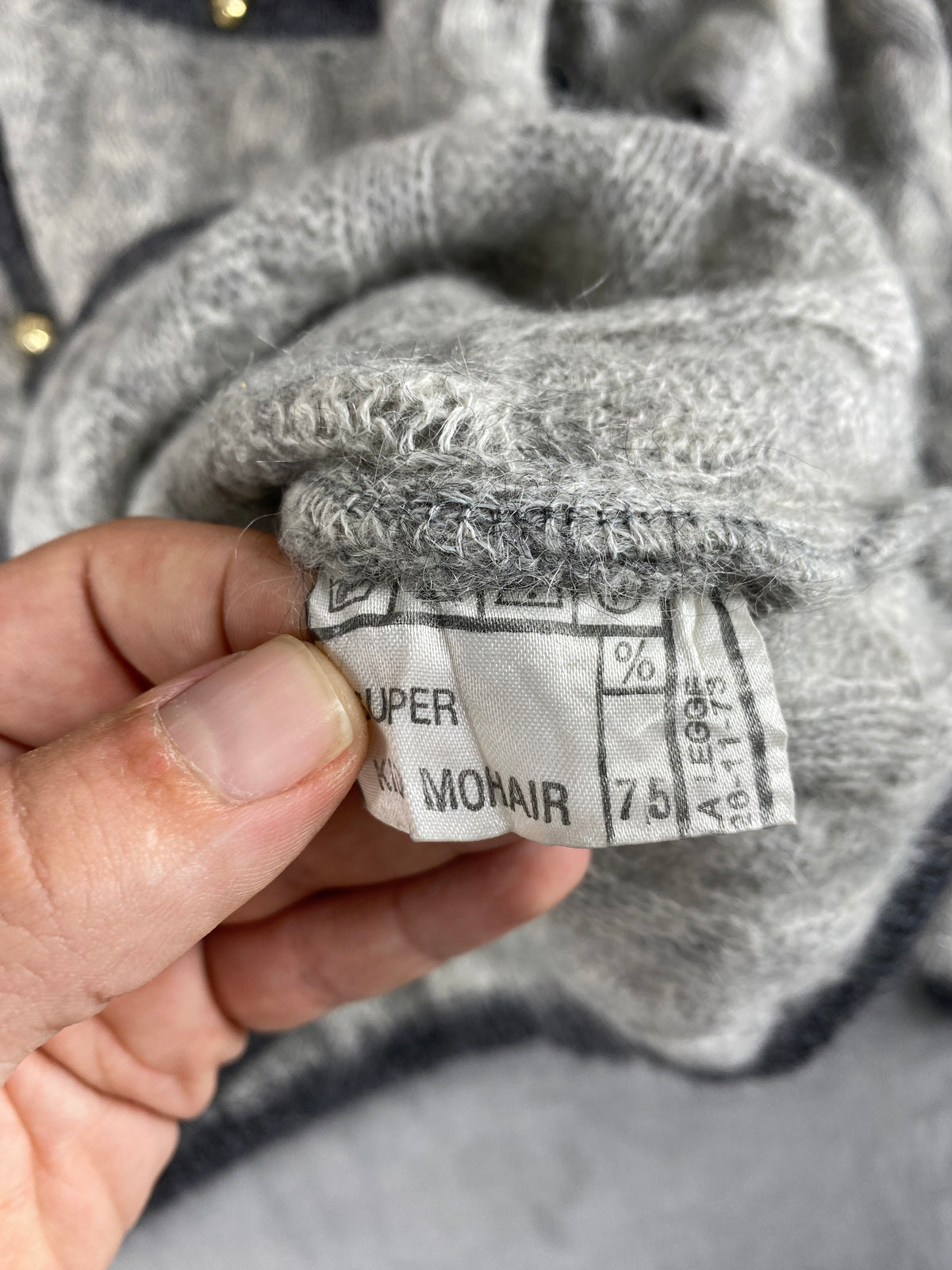 Cardigan mohair grigio trecce bottoni oro Wal Mode vintage – Donna Taglia XL