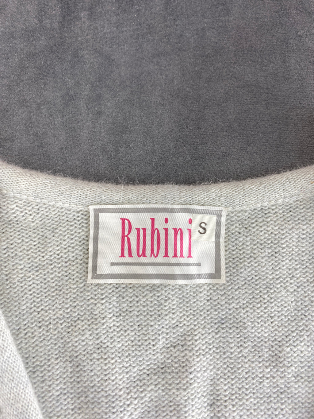Cardigan scollo a V azzurro panna ricami Rubini's vintage – Donna Taglia XL