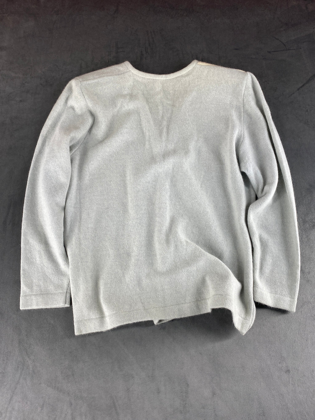 Cardigan scollo a V azzurro panna ricami Rubini's vintage – Donna Taglia XL