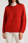 Cardigan girocollo rosso testurizzato vintage – Donna Taglia XL