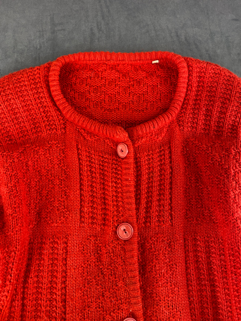 Cardigan girocollo rosso testurizzato vintage – Donna Taglia XL