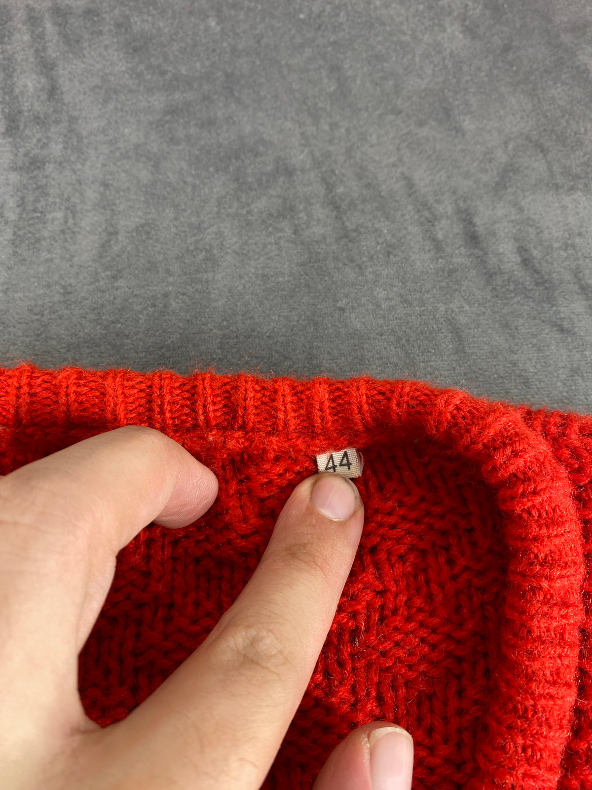 Cardigan girocollo rosso testurizzato vintage – Donna Taglia XL