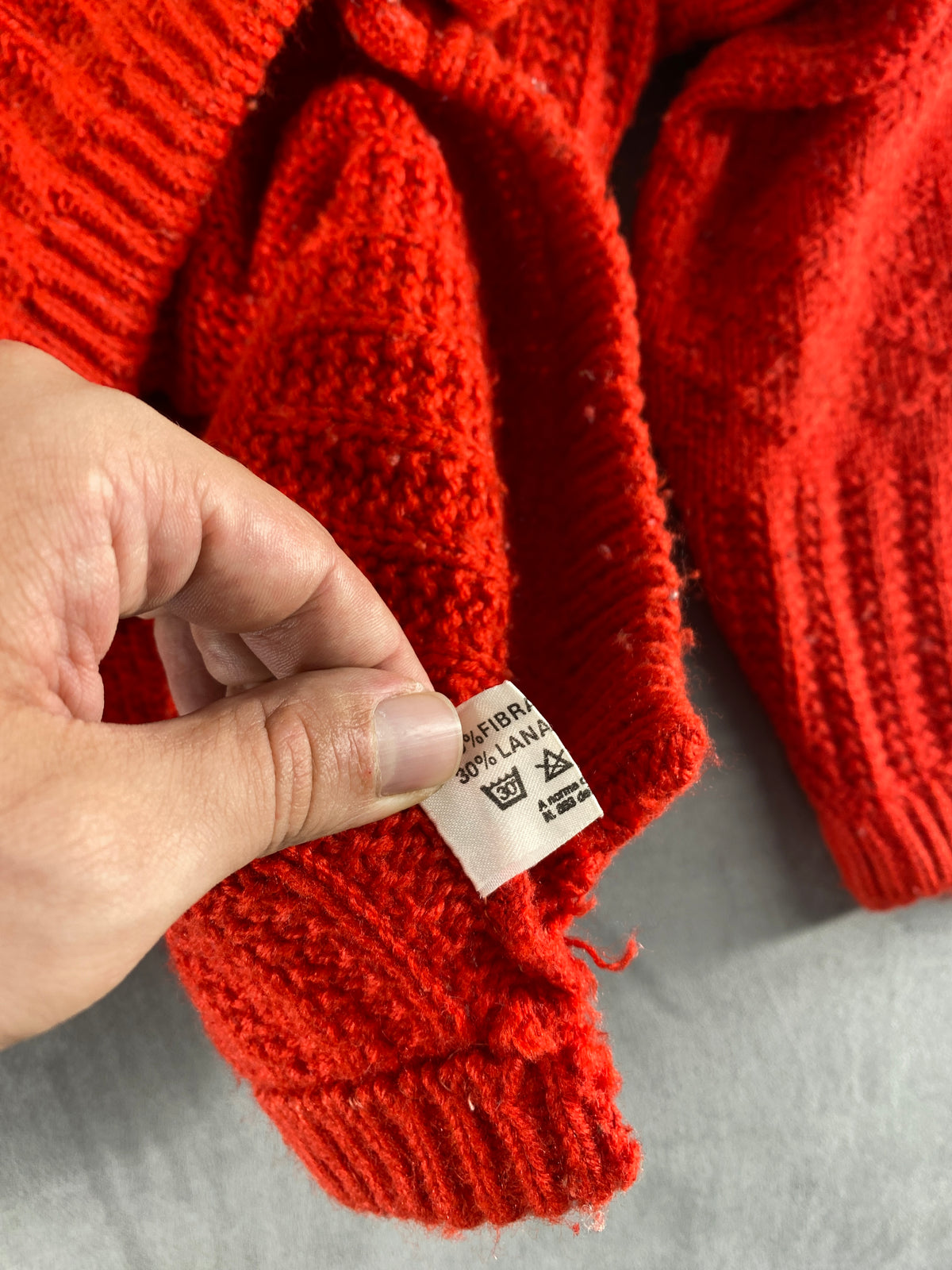 Cardigan girocollo rosso testurizzato vintage – Donna Taglia XL