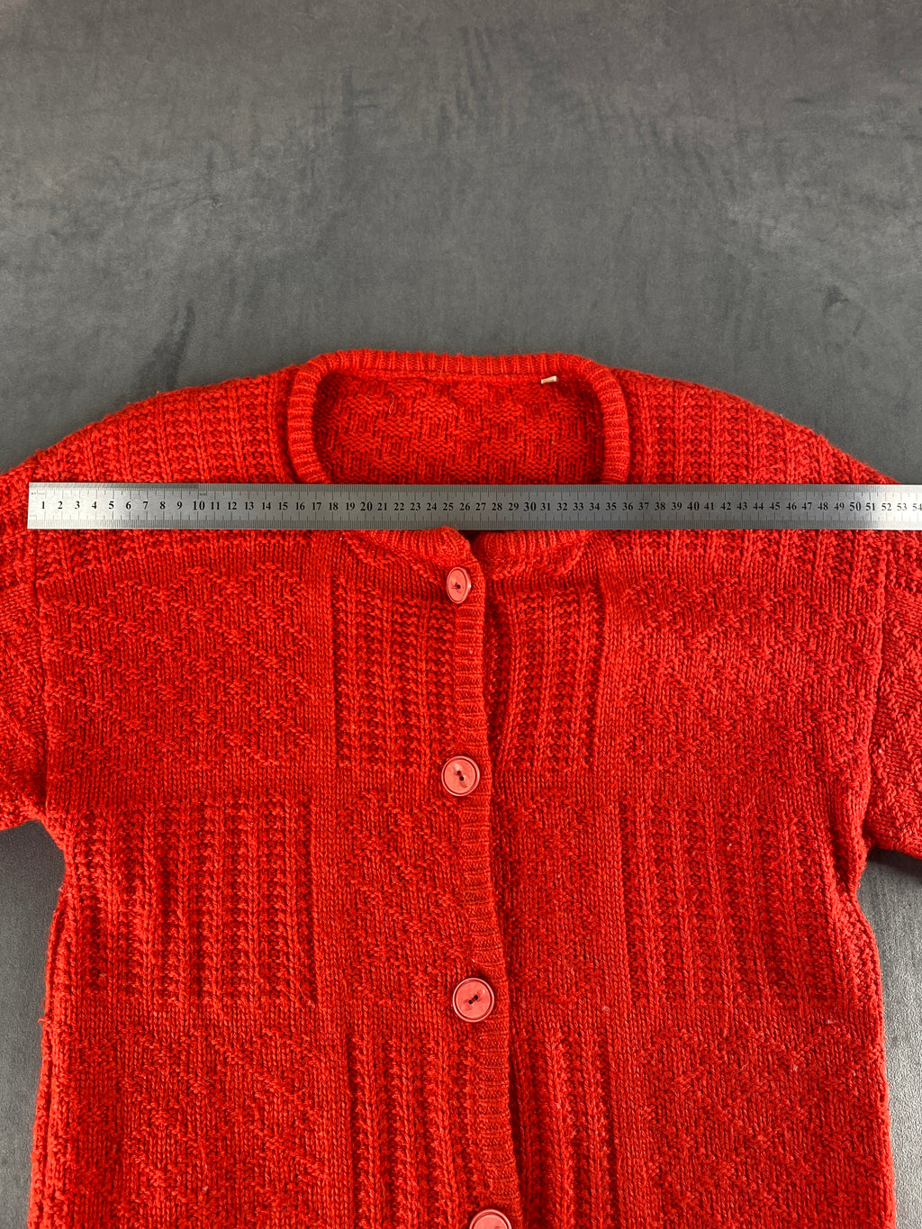 Cardigan girocollo rosso testurizzato vintage – Donna Taglia XL