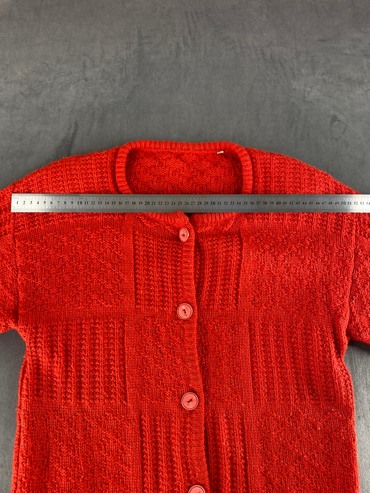 Cardigan girocollo rosso testurizzato vintage – Donna Taglia XL