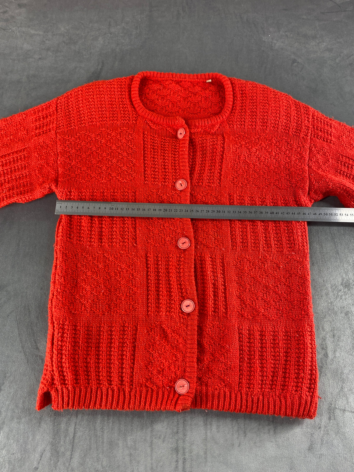 Cardigan girocollo rosso testurizzato vintage – Donna Taglia XL