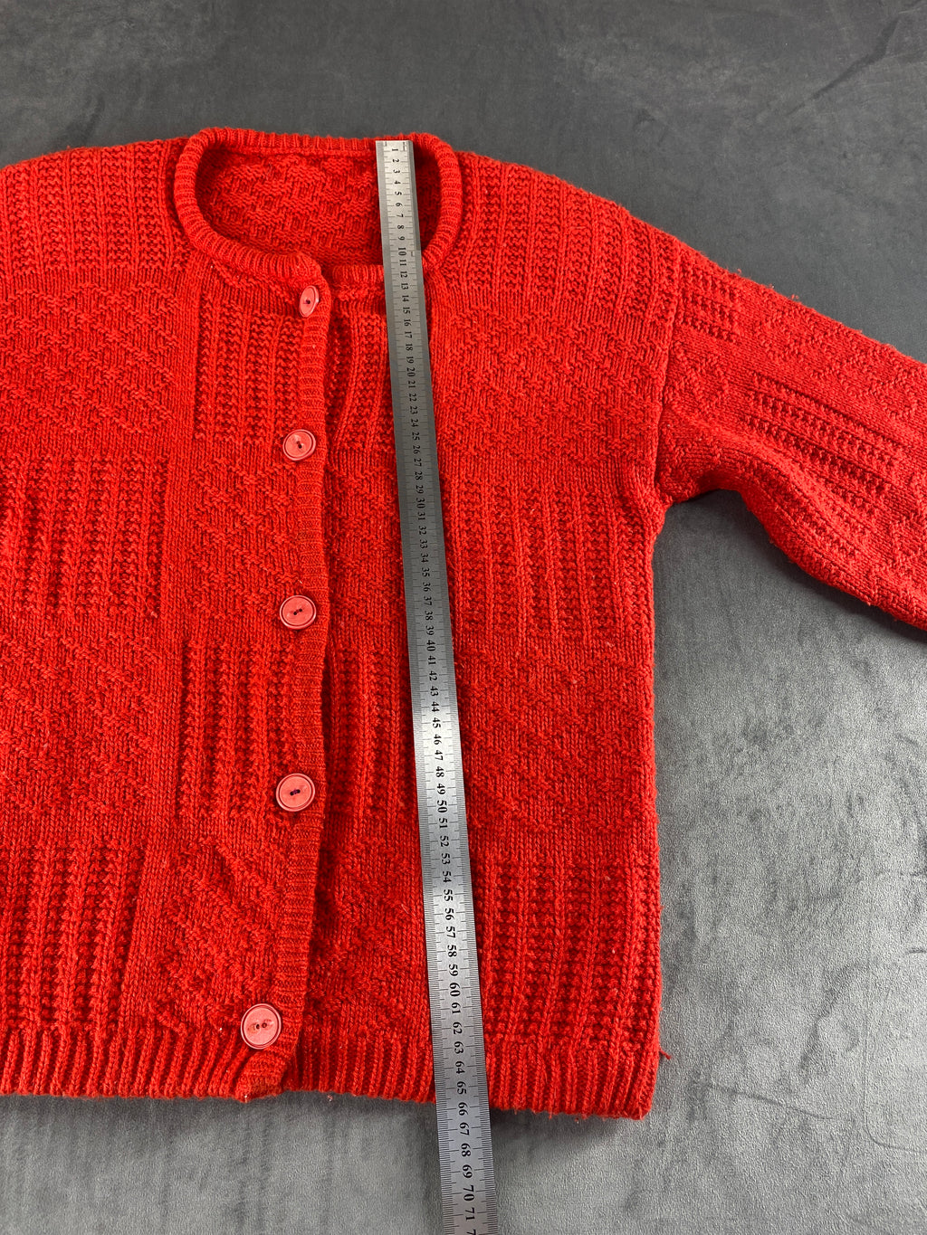 Cardigan girocollo rosso testurizzato vintage – Donna Taglia XL