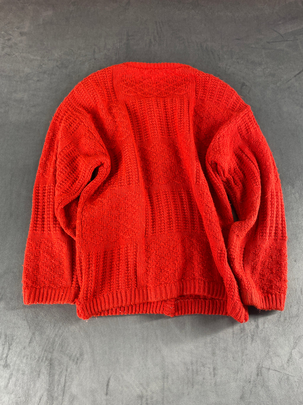 Cardigan girocollo rosso testurizzato vintage – Donna Taglia XL