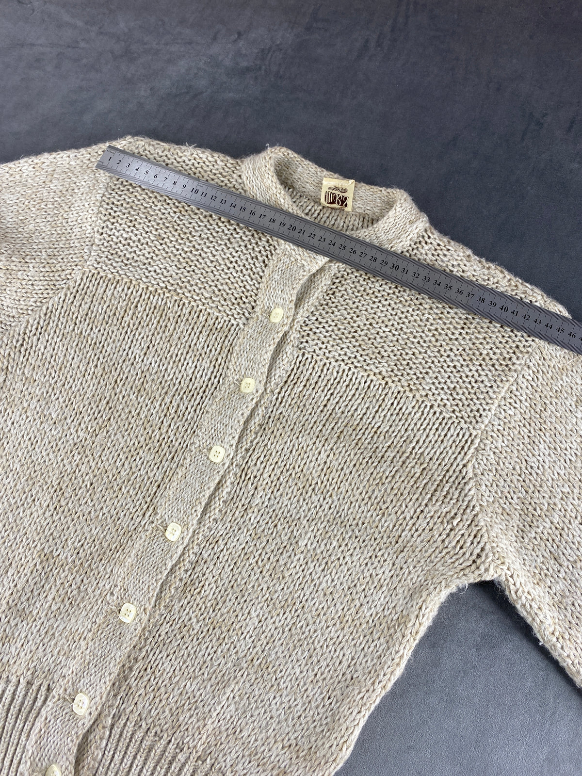 Cardigan girocollo beige avena M&B vintage – Donna Taglia XL