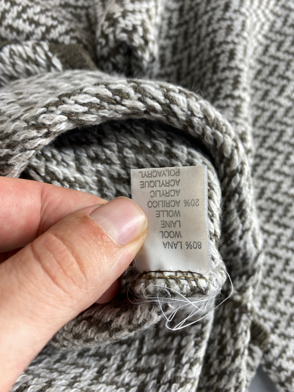 Cardigan spinato lana marrone panna vintage – Donna Taglia XL
