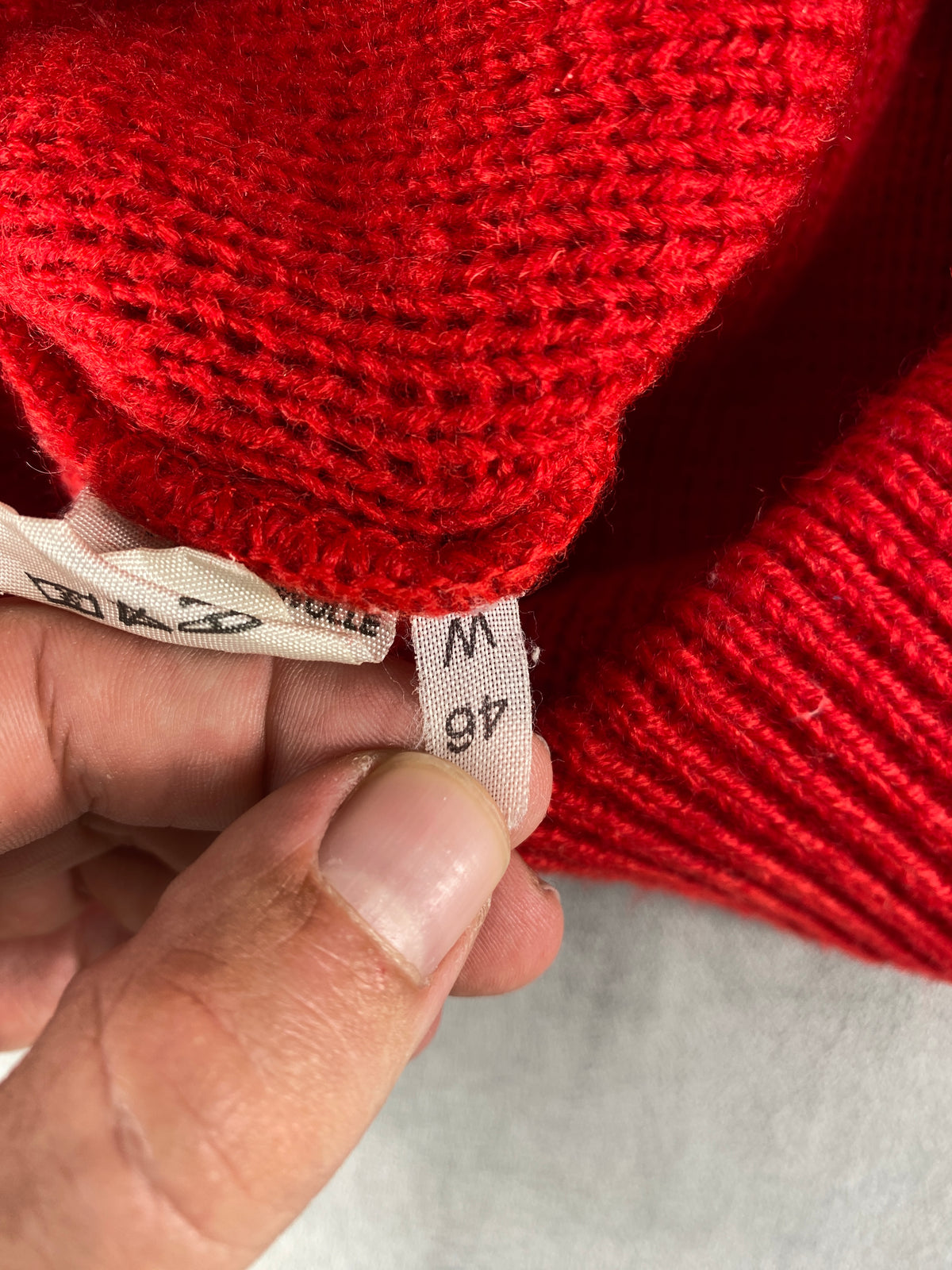 Cardigan rosso collo a scialle lana vintage – Donna Taglia XL