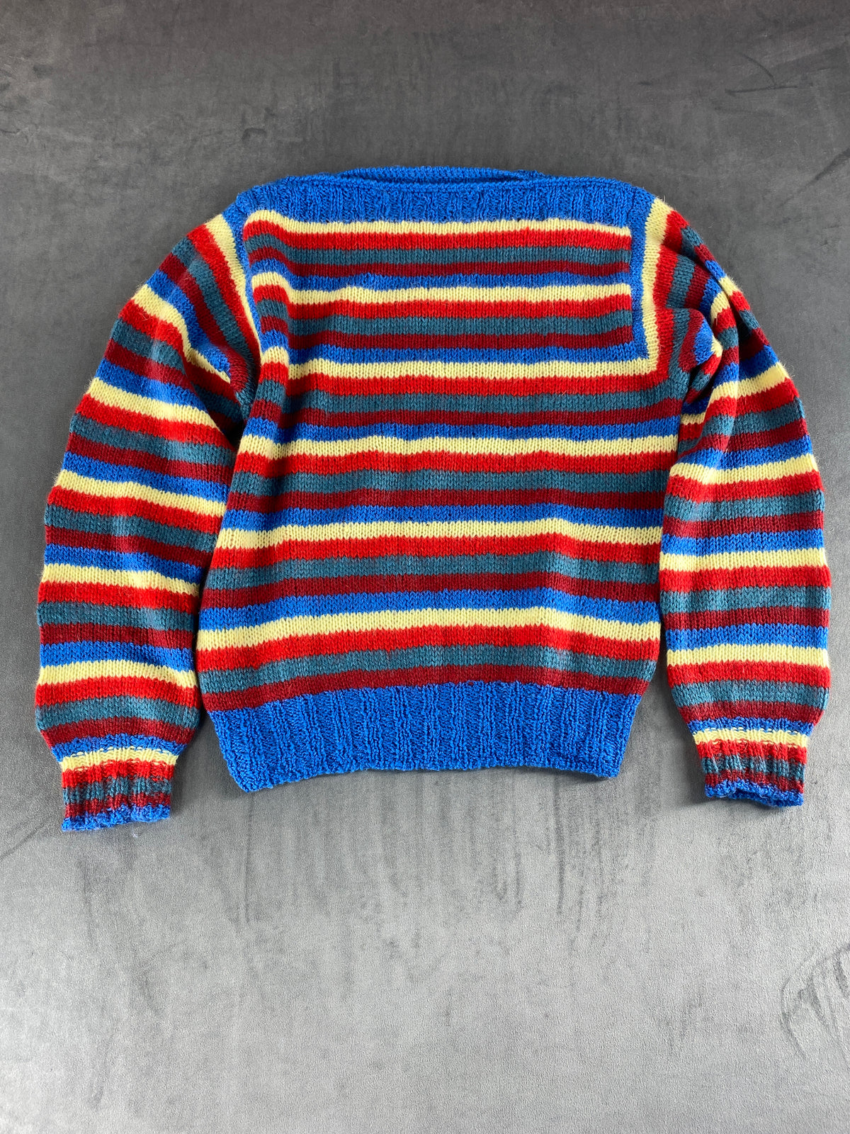 Maglione girocollo a righe multicolore vintage – Donna Taglia XL