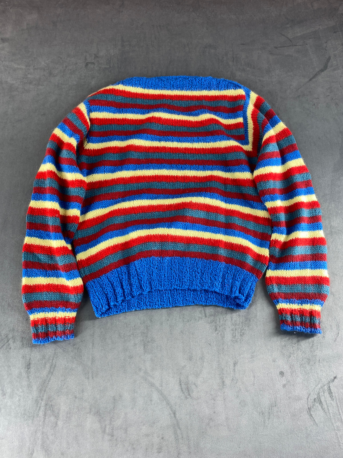 Maglione girocollo a righe multicolore vintage – Donna Taglia XL