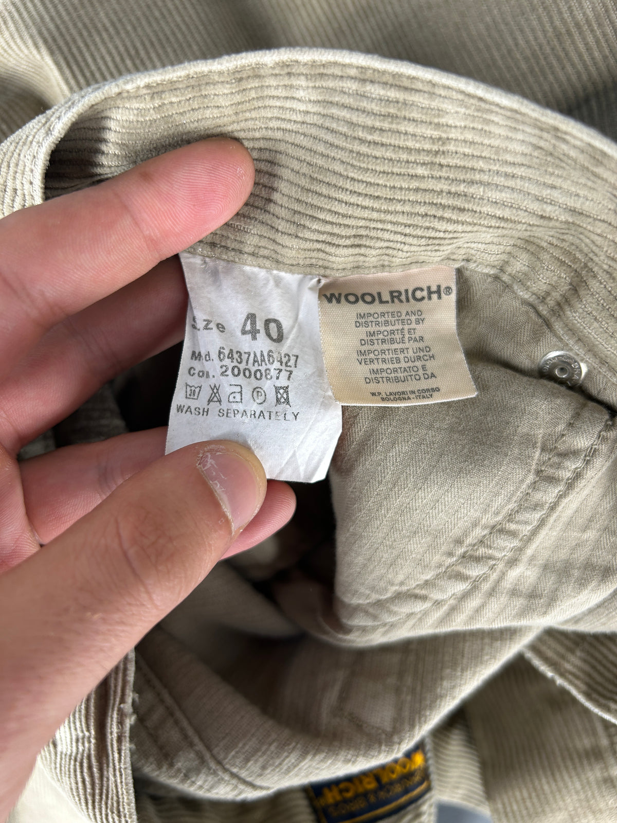 Pantaloni velluto a coste Woolrich beige – Uomo Taglia L (IT 40)