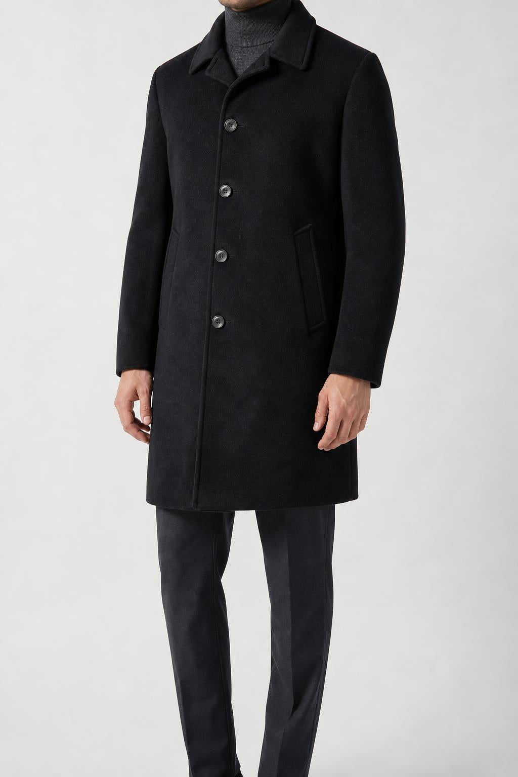 Cappotto Massimo Dutti nero doppiopetto in lana – Uomo Taglia M (IT 46)
