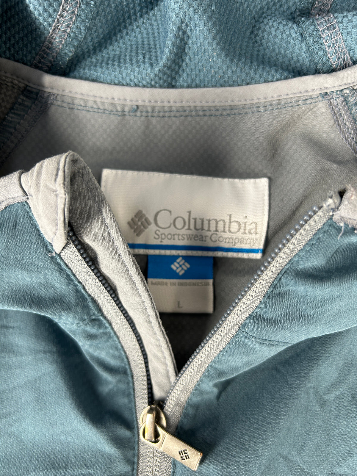 Giacca a vento Columbia azzurra e grigia – Uomo Taglia L