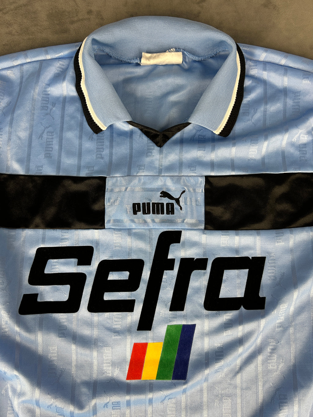 Maglia calcio Puma vintage azzurra Sefra – Uomo Taglia XL