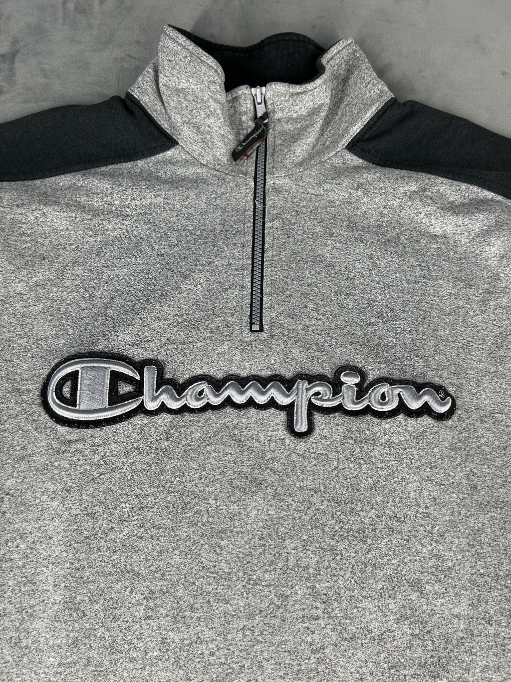 Felpa Champion half-zip grigia – Uomo Taglia XL