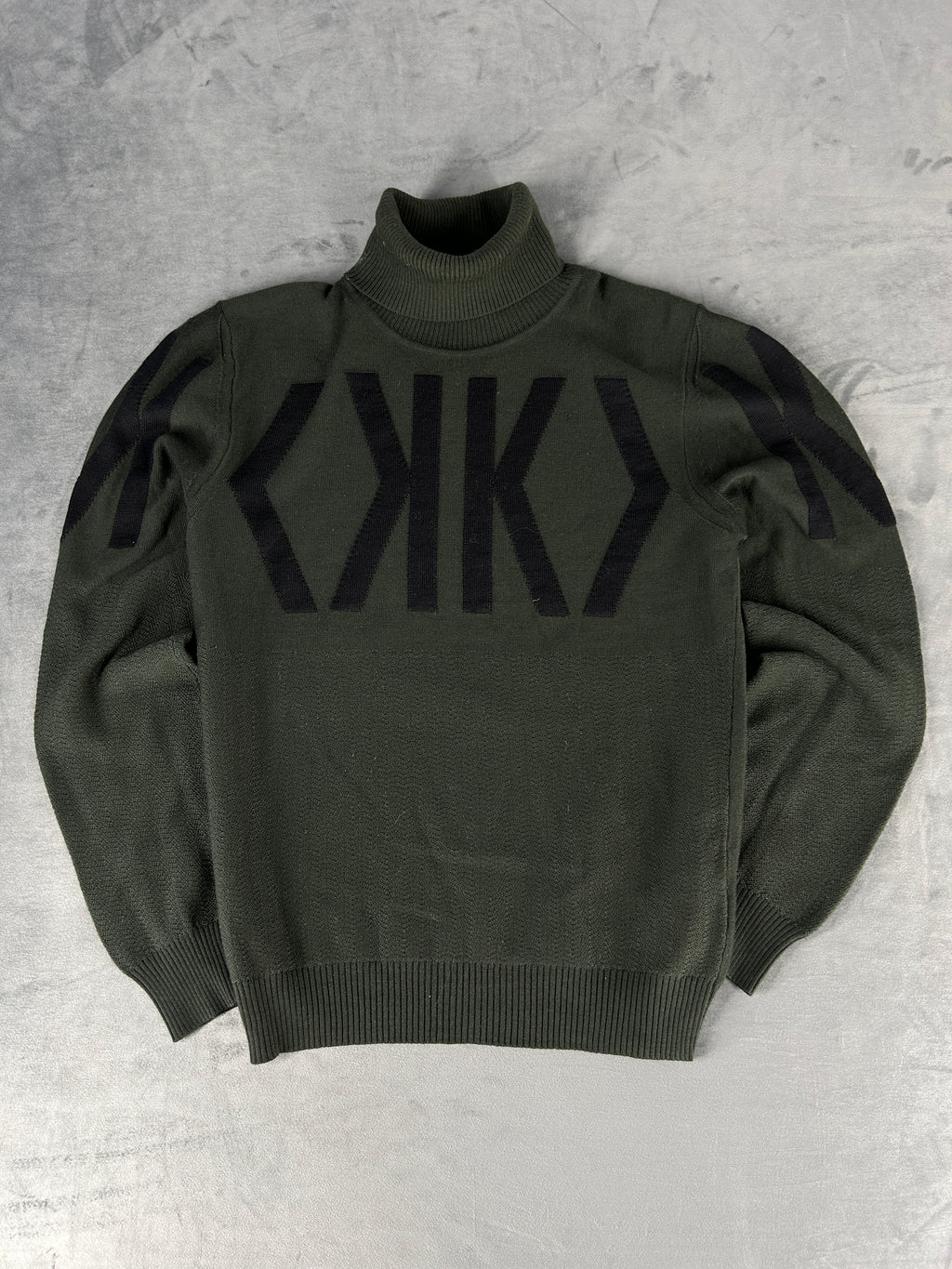 Dolcevita Bikkembergs verde militare in lana con logo – Uomo Taglia M