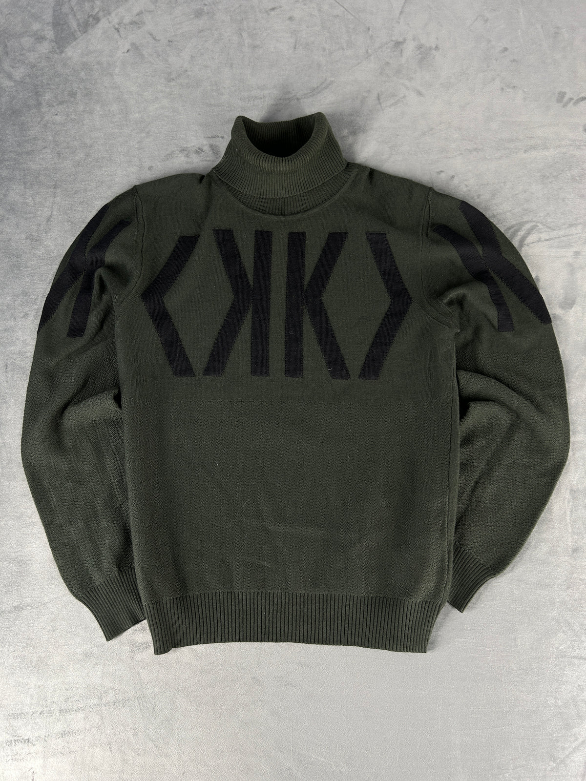Dolcevita Bikkembergs verde militare in lana con logo – Uomo Taglia M