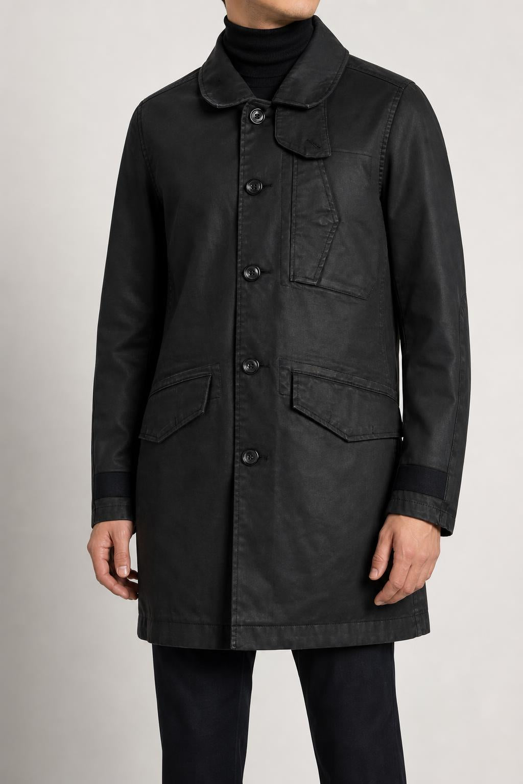 Cappotto G-Star RAW nero in cotone cerato – Uomo Taglia L