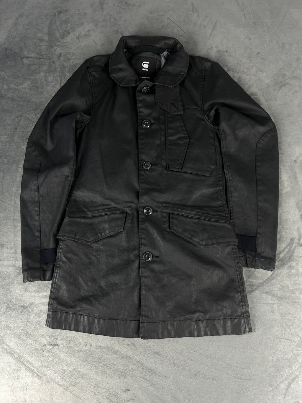 Cappotto G-Star RAW nero in cotone cerato – Uomo Taglia L